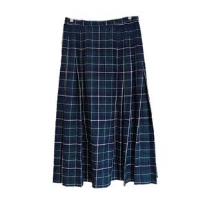 vintage cottagecore academia pendleton green plaid pleated maxi skirt